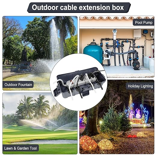 Medium Outdoor Electrical Box, IP54 Waterproof Extension Cord Cover w/ 6 Cable - Image 7