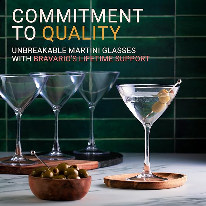 Bravario Unbreakable Plastic Martini Glasses, 100% Tritan Shatterproof Plastic - Image 5