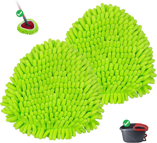 Mop Replace Heads for Ocedar Mop Heads Replacements Easywring 1-Tank System,Spin Mop Replacement Head for Floor Clean,2 Pack Chenille Mop Refills,Washable and Reusable Mop Head Replacement,Green