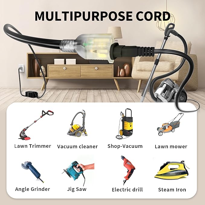 POWGRN 100 Ft 10AWG Black Outdoor Extension Cord Waterproof Heavy Duty 10 Gauge - Image 7