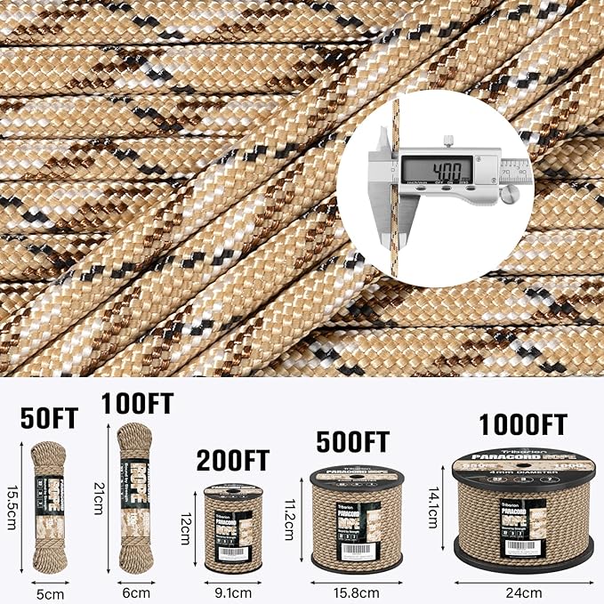 Paracord Rope 550 lb - 1000ft 5/32" Parachute Cord 4MM 7-Strand para Cord - - Image 5