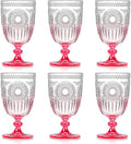 XUWAIDSGN 6Pcs Plastic Vintage Wine Glasses 13.5oz Reusable Embossed Goblet by XUWAIDSGN
