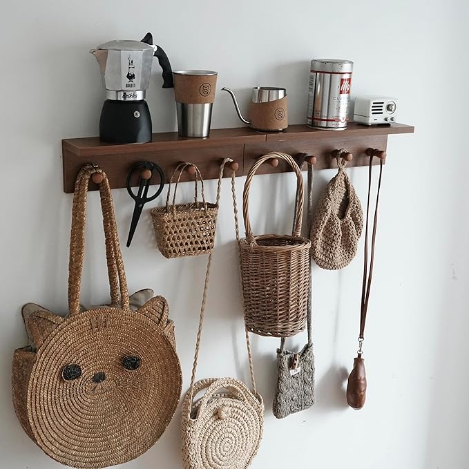 Entrance Coat Rack ，Coat Hooks, Wall-Mounted Wooden Hook Rack, Wall-Mounted - Image 8