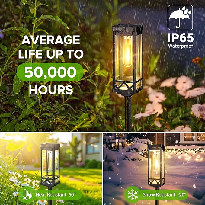 KOOPER Taller Solar Pathway Lights Outdoor, 4 Pack Upgraded Brighter Solar - Image 3