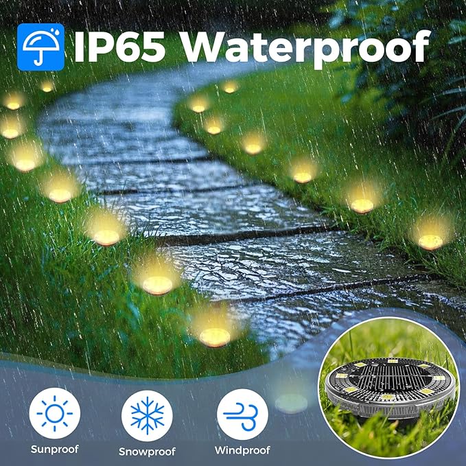 Peasur Mini Solar Ground Lights, 4 Pack Flat Solar Disc Lights Outdoor - Image 4