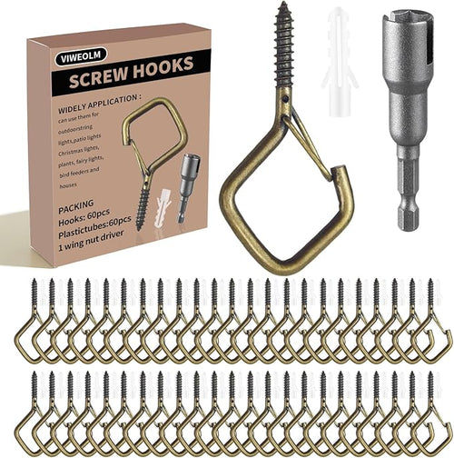 60 Pcs Bronze Eye Hooks Screw Heavy Duty, Ceiling Hooks by Unknown