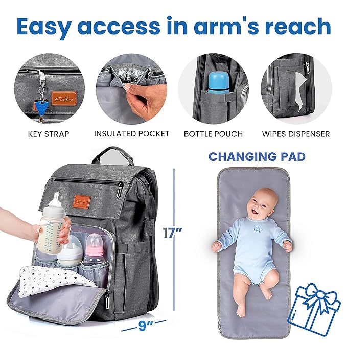 PILLANI Baby Diaper Bag Backpack - Image 3
