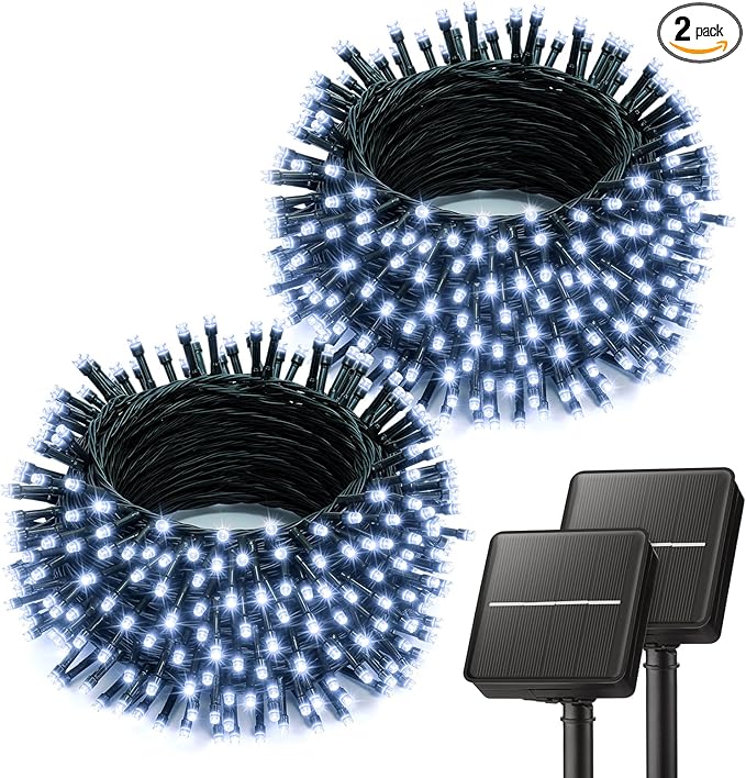 Brightown Solar String Lights Outdoor, 2 Pack Total 80FT 200 LED Solar Powered by Brightown