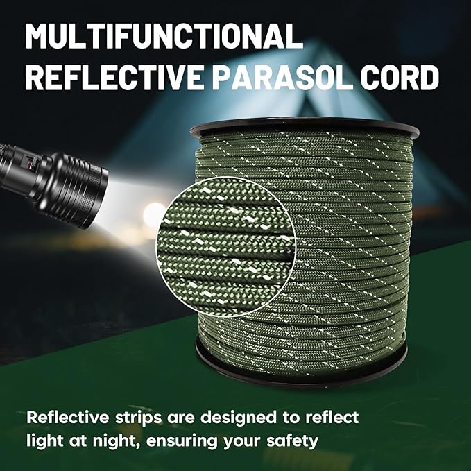 SDHUATUO Paracord Rope 100FT, 550lb Type III Nylon Parachute Cord 7-Strand Core - Image 4