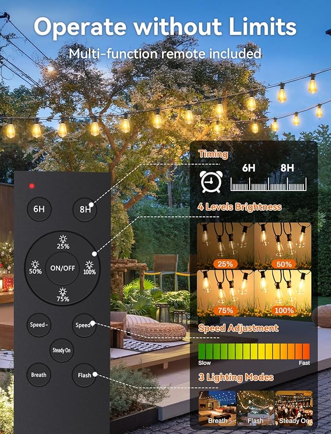 Brightever 200FT Solar String Lights Outdoor Waterproof, Patio Lights Solar - Image 4