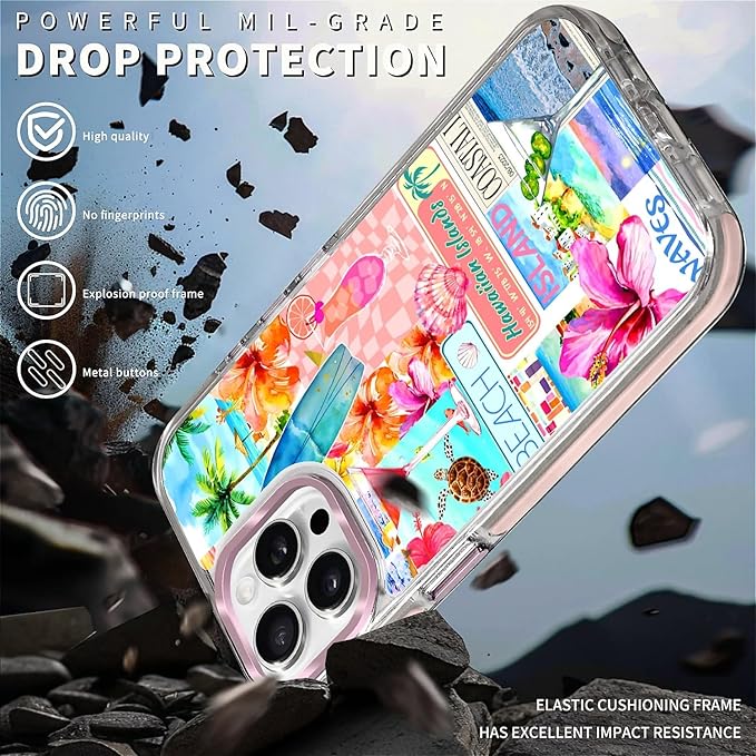 Case for iPhone 14 Pro, Coastal Beach Cover Coquette Collage Phone Case - Image 5