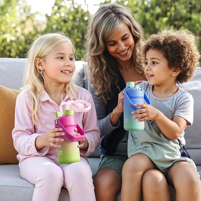 Kids Insulated Water Bottle - 12oz Stainless Steel Water Bottle with Dual Spouts - Image 9