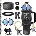 9PCS Black for Stanley Cup Accessories Set Bling Initials Bow Charms for by Unknown