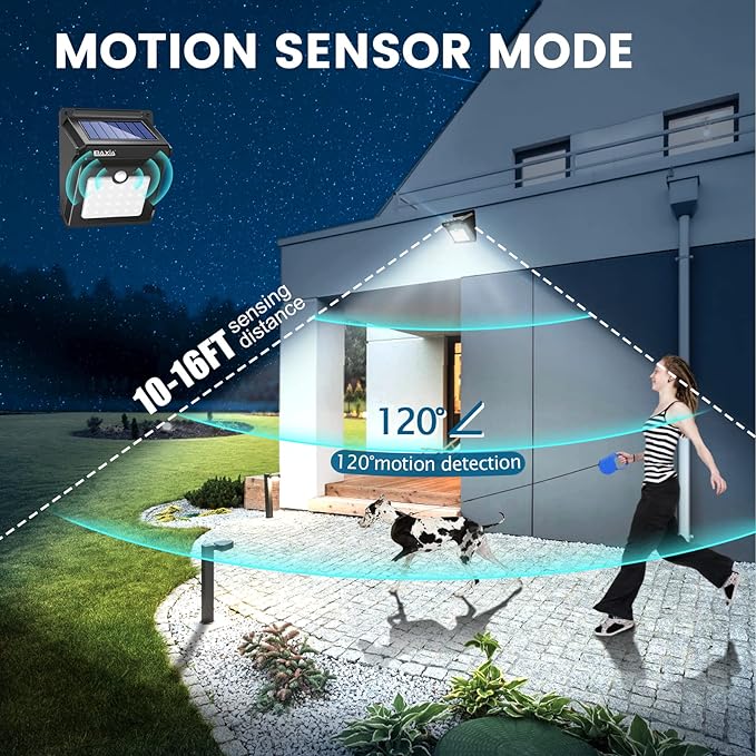 BAXIA TECHNOLOGY Solar Outdoor Lights Wireless Security Motion Sensor Solar - Image 4