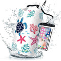 Waterproof Dry Bag, Sea Turtle Coral Starfish Small Waterproof Backpack by Cliduli