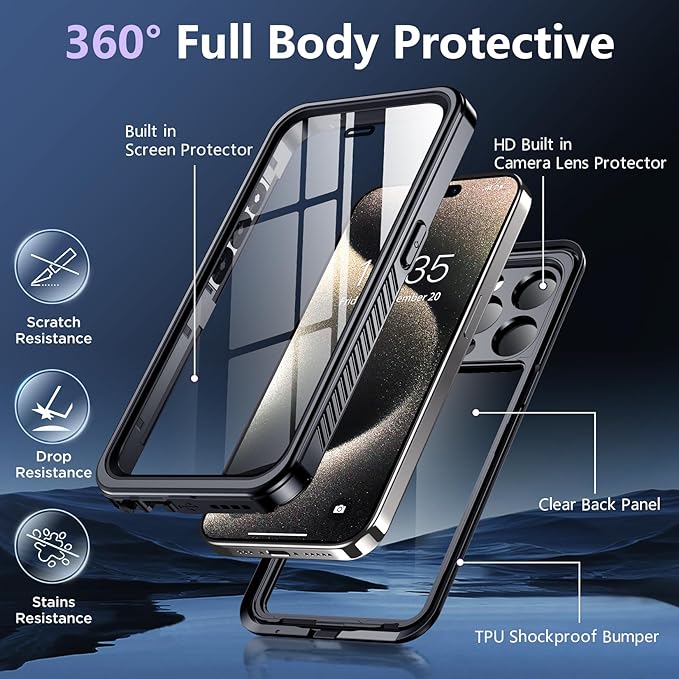 SPIDERCASE for iPhone 15 Pro Case Waterproof, IP68 Underwater, Full Body Sealed - Image 7