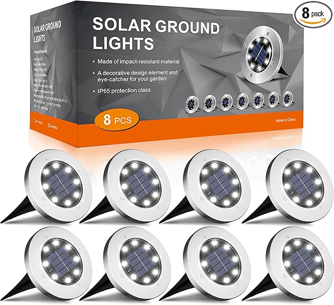 INCX 4.6 inch Solar Lights for Outside, 8 Pack Solar Light Outdoor Waterproof by INCX