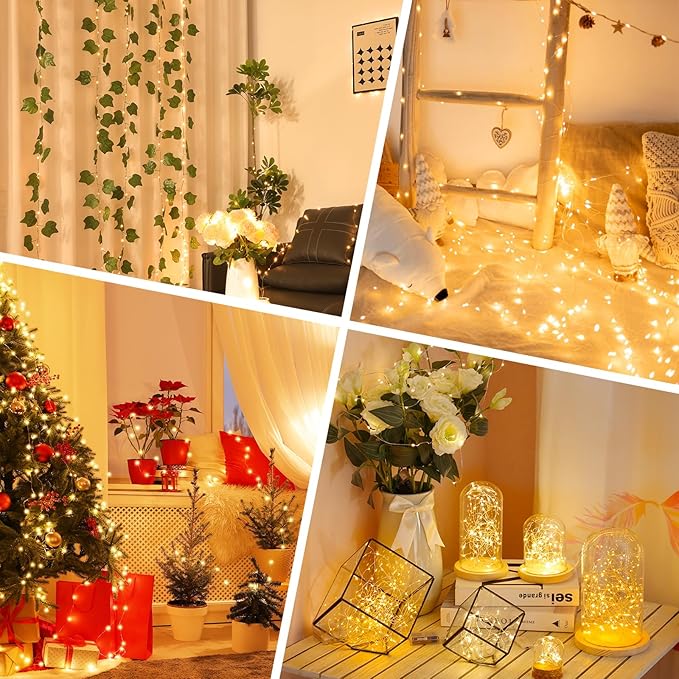 Lakumu 33FT 100 LED Fairy Lights: Rechargeable Battery Operated, Timer - Image 8