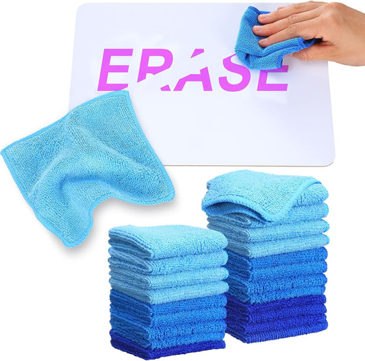 Tanlade Microfiber Cleaning Cloth 6"x6" Cleaning Rags Reasonable Kitchen Towels Microfiber Towels Cars Wash Dry Erase Cloth (Blue/Light Blue/Dark Blue,30 Pcs)