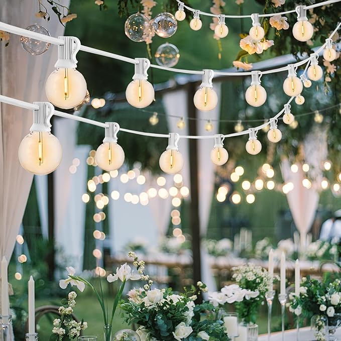 G40 LED Outdoor String Lights White 100FT Patio Lights - Image 7