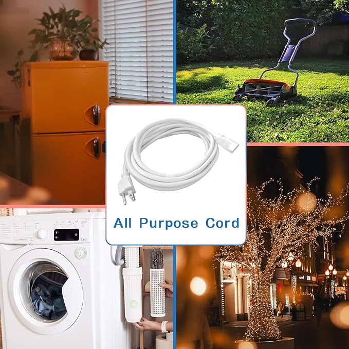 Indoor Outdoor Extension Cord 20 FT, 16/3 SJTW Weatherproof White Electrical - Image 8