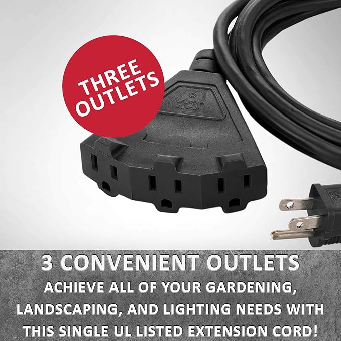 Holiday Lighting Outlet 15-Foot Black Extension Cord, 3-Prong Indoor & Outdoor - Image 6
