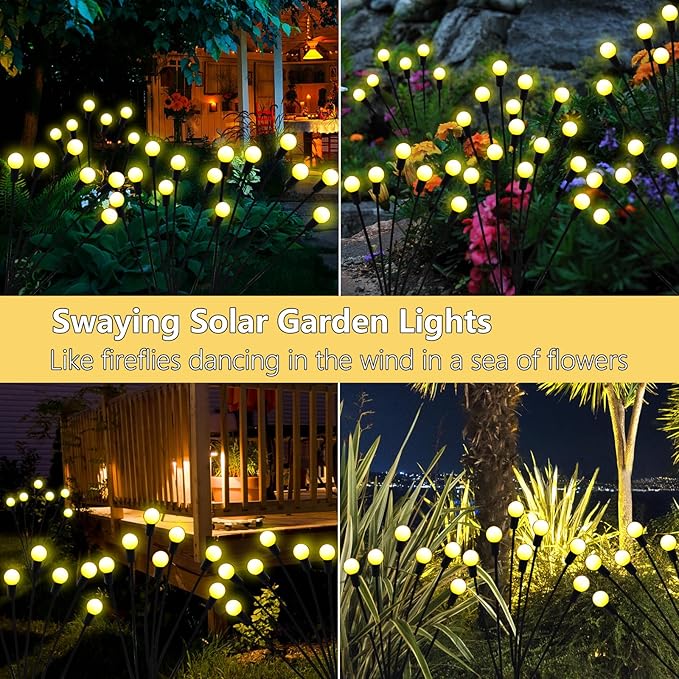 Solar Garden Lights Outdoor, 4 Pack 40 LED Solar Firefly Lights Waterproof - Image 5