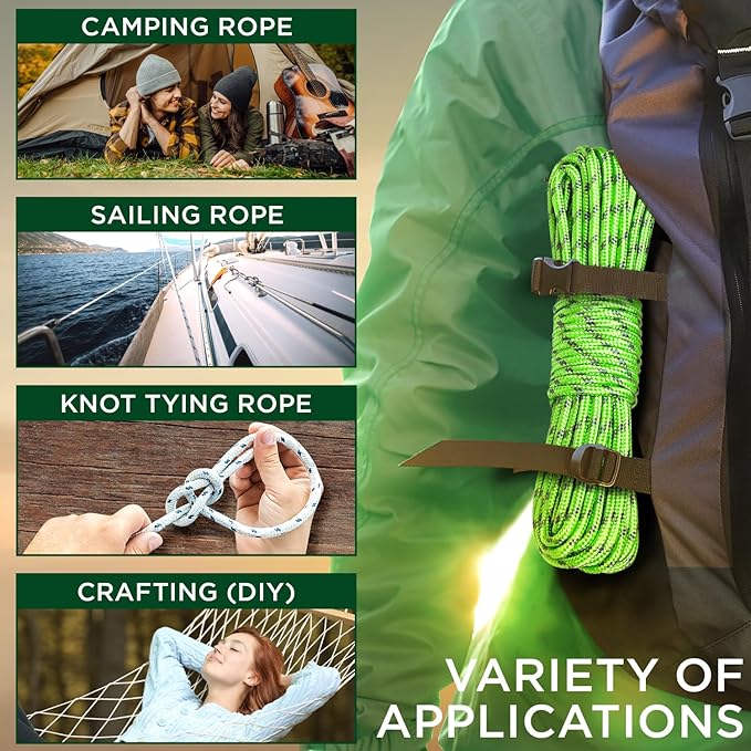 TECEUM Rope – 150 Feet x 1/4 Inch – Green Gray – Strong All-Purpose Utility - Image 5