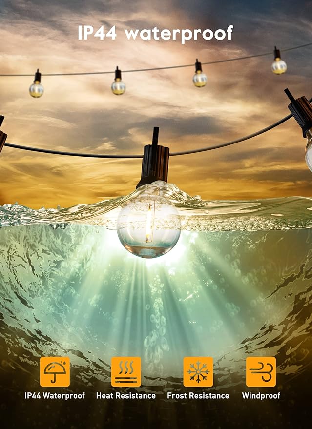 Brightown Outdoor String Lights, 38FT 15 Shatterproof LED Bulbs - Image 4