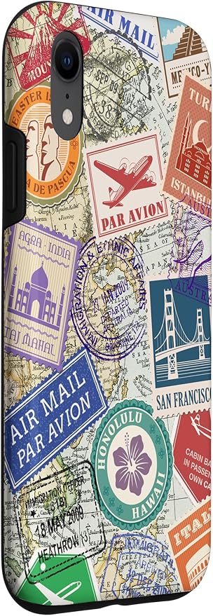 World Map Travel Passport Stamps Postage Stamp Case - Image 3