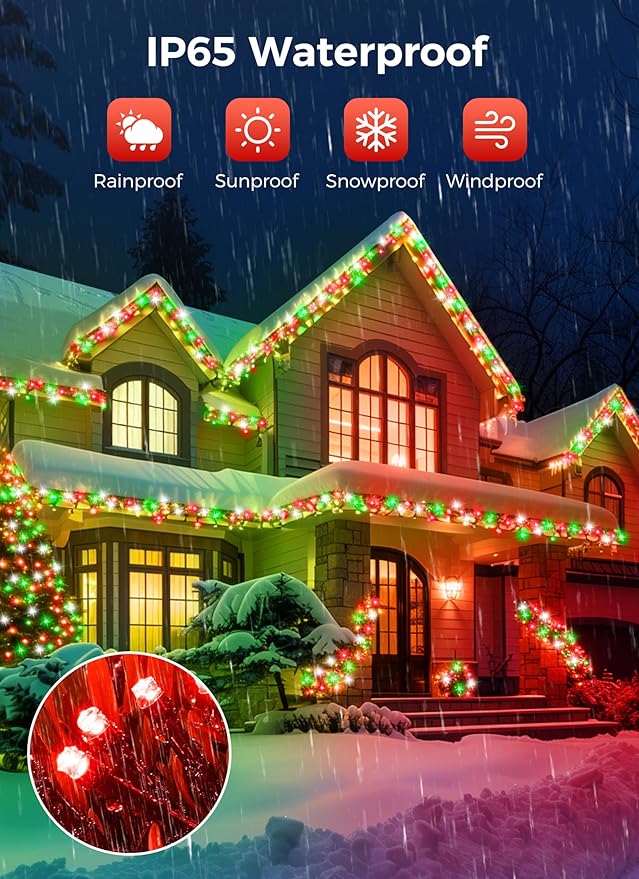 Minetom Solar Christmas Lights Outdoor Waterproof, 2 Pack Total 80FT 200 LED - Image 3