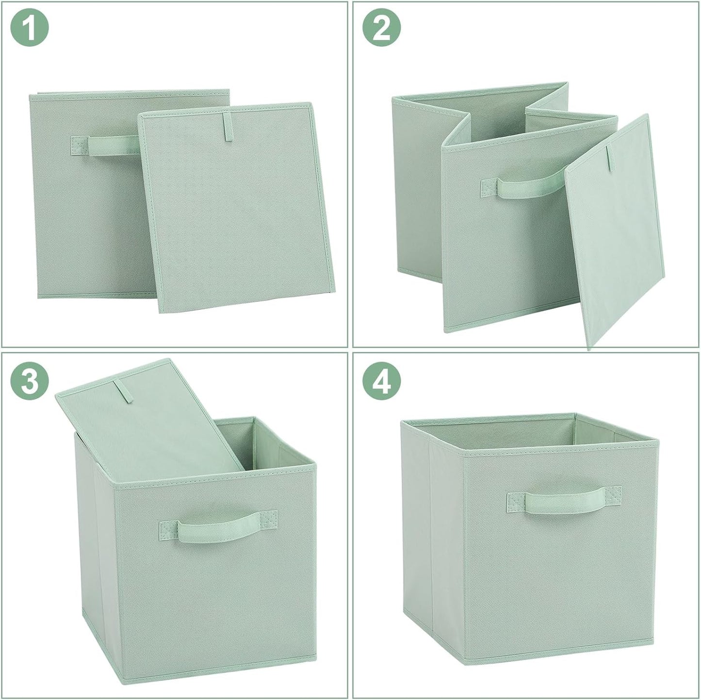 Stero 13x13x13 Inch Fabric Storage Bins 6 Pack Fun Colored Storage Cubes with Handles Foldable Cube Baskets for Home, Kids, Closet and Toys Organizer, Cyan, Green, Yellow