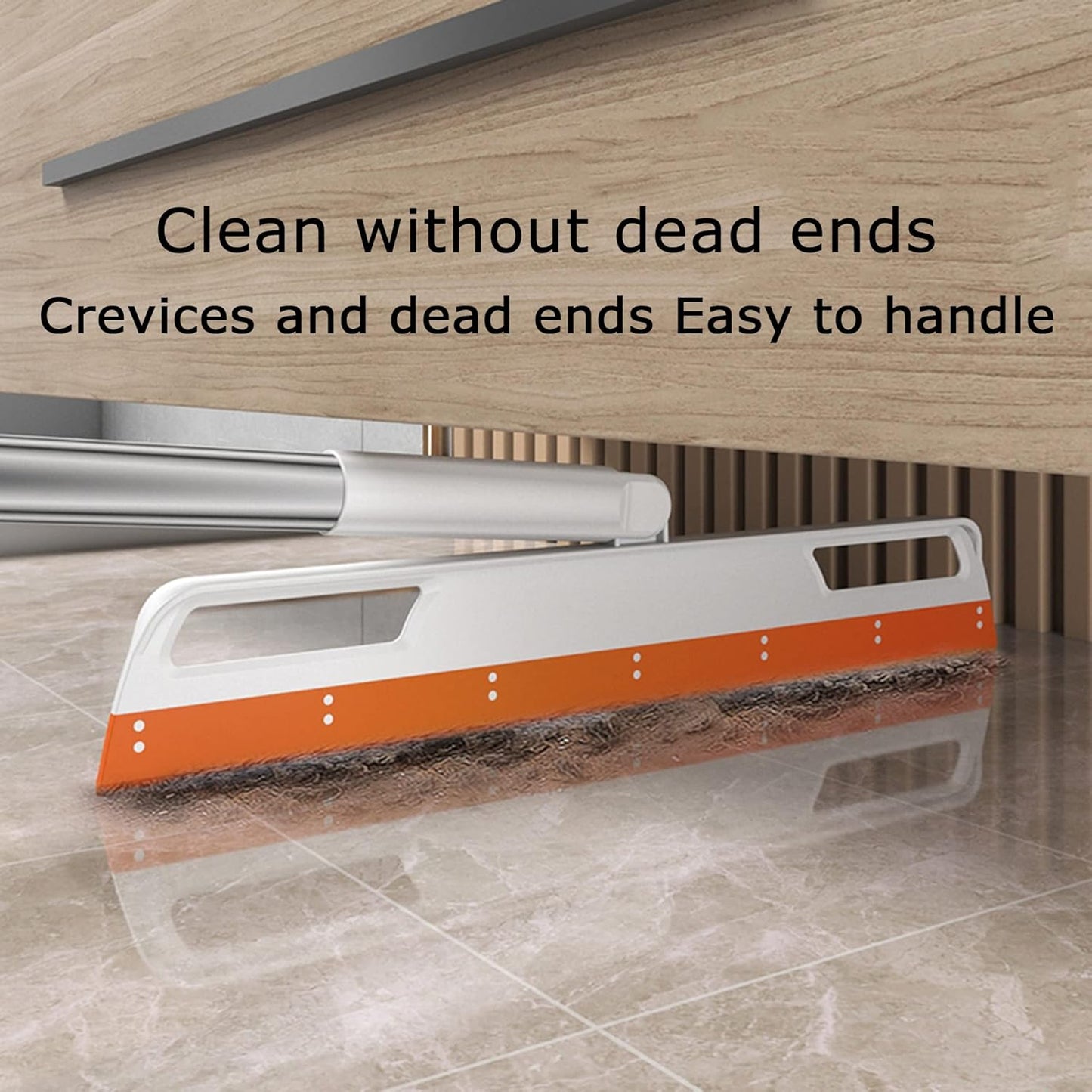 Multifunction Magic Broom, Silicone Floor Squeegee, Air Broom, Rubber Squeegee with 56" Long Handle, Floor Scraping Sweeper Wiper for Bathroom Shower Kitchen Pet Hair Fur Marble Tile Glass (Orange)