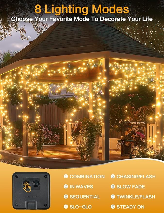 Solar Christmas String Lights Outside, 3 Pack Total 120FT 300 LED Solar Garden - Image 5