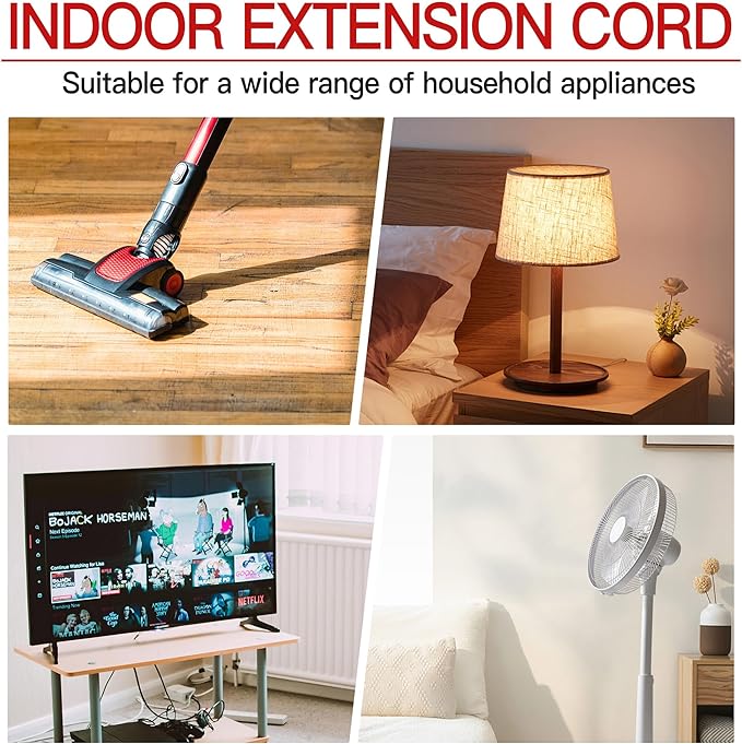 18/3 Indoor Extension Cord 10 FT, 3 Prong Power Cable, Suitable - Image 7