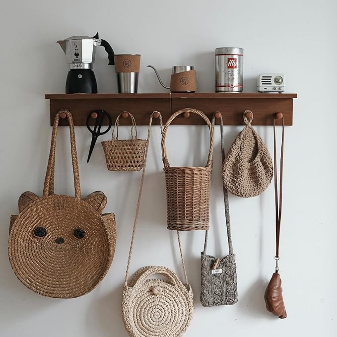 Entrance Coat Rack ，Coat Hooks, Wall-Mounted Wooden Hook Rack, Wall-Mounted - Image 6