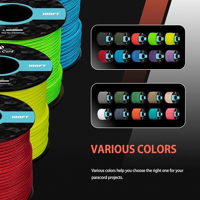 Abma Cord 2.4mm Paracord 275 100ft Nylon Rope 4 Strands Tactical Parachute Cord - Image 5