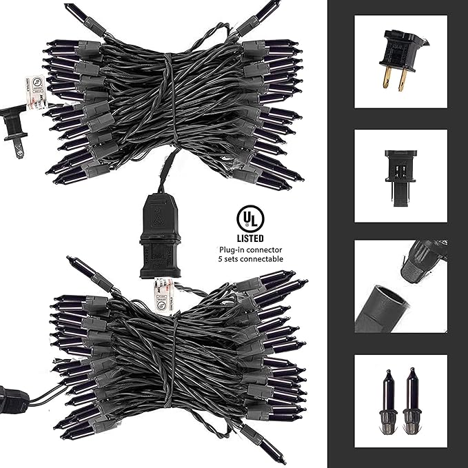 TW SHINE Purple Halloween Lights, 2 Pack 20FT 100 Count Incandescent Halloween - Image 3