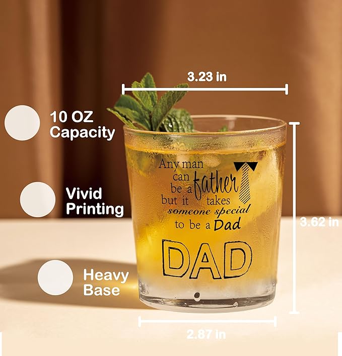 Nogrit Dad Whiskey Glasses 10 oz, Best Dad Gifts - Image 2