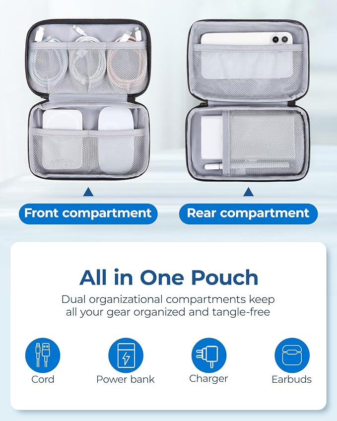 BAGSMART Electronics Organizer Travel Case, Cable Charger Cord Tech Organizer - Image 3
