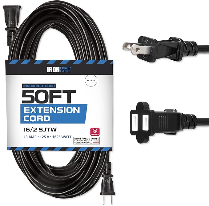 Iron Forge Cable 50 Ft Black Extension Cord, 50 Foot Extension Cord by IronForgeCable
