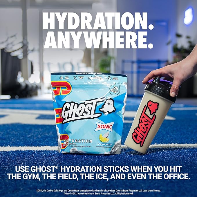 GHOST Hydration Packets, Sonic Ocean Water, 24 Sticks, Electrolyte Powder - Image 2
