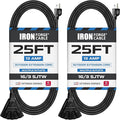 Iron Forge Cable 2 Pack 25 Ft Black Extension Cord by IronForgeCable