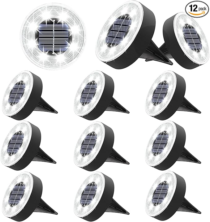 Joomer Solar Ground Lights, 12 Pack 8 LED Solar Lights Outdoor Waterproof IP68 by Joomer