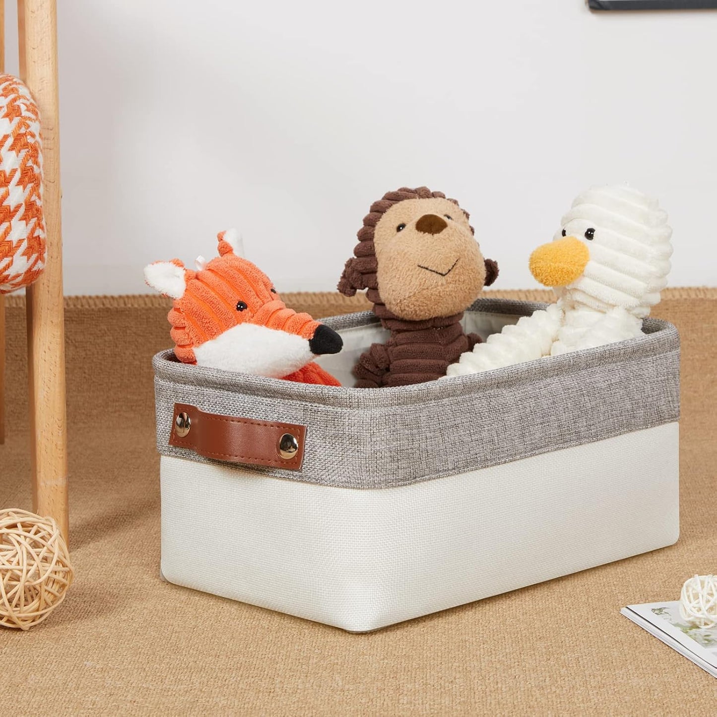 DULLEMELO Storage Baskets Bins for Organizing, Small Fabric Baskets for Shelves, Closets, Nursery, Home, Office, Empty Gift Baskets (6-Pack, Grey&White)