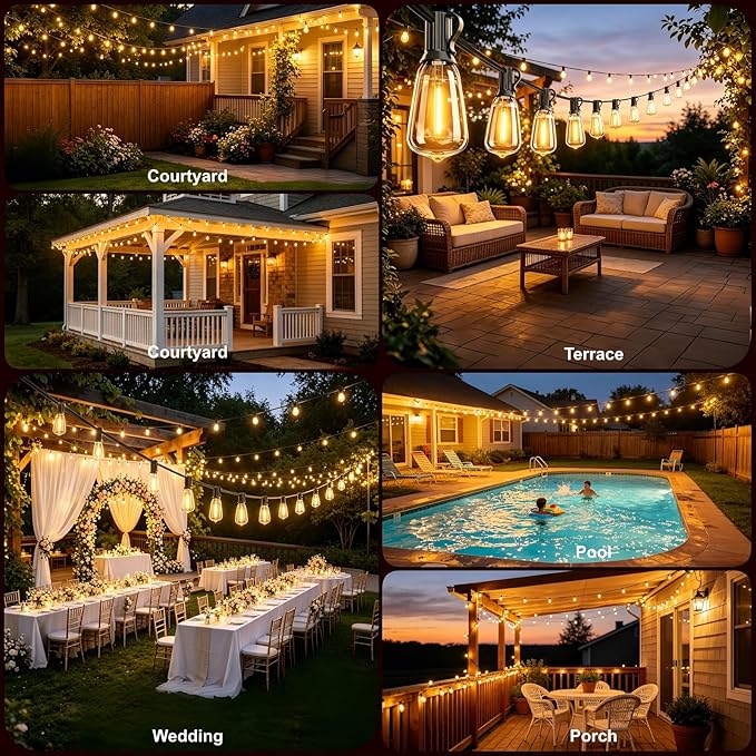 50FT Outdoor String Lights, Waterproof Patio Lights - Image 2