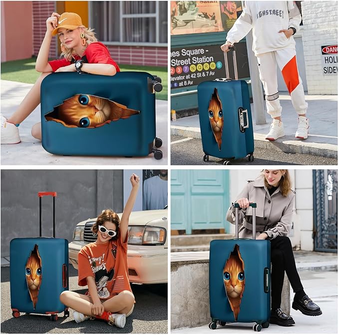ANNA QUEEN 3D Cat Face Luggage Cover, Cute Peek Cat Suitcase Protector - Image 7