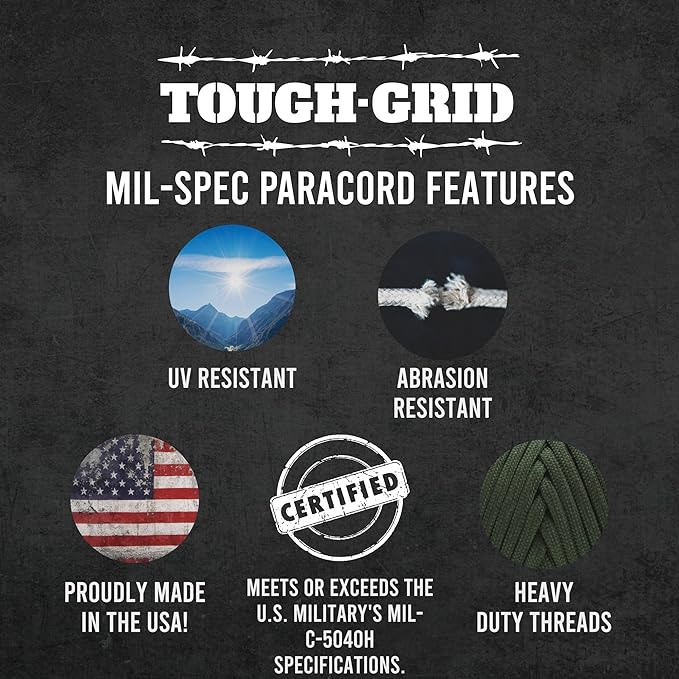 TOUGH-GRID 550 Paracord, Type III Mil-Spec Nylon Rope - 100 Ft Neon Orange - Image 5