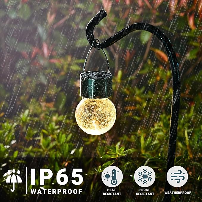 SOLPEX Hanging Solar Lights Outdoor, 8 Pack Decorative Cracked Glass Ball Light - Image 3