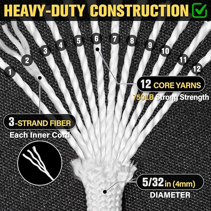 Paracord Rope 750 lb - 1000ft 5/32" Parachute Cord 4MM 12-Strand para Cord - - Image 3